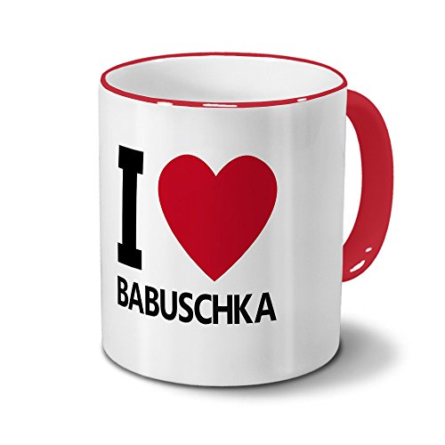 Namenstasse Babuschka - Tasse mit Namens-Motiv "I Love Babuschka" - Becher, Kaffeetasse, Kaffeebecher, Mug - Rot von digital print