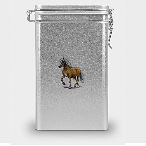 Pferdefutterdose "Haflinger", Vorratsdose, Leckerliedose, Blech-Dose, Pferdenapf mit Motiv "Haflinger" - silber Pferdefutterdose "Haflinger", Vorratsdose, Leckerliedose, Blech-Dose, Pferdenapf mit Motiv "Haflinger" - silber von digital print