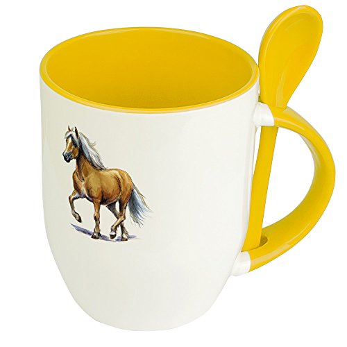 digital print Pferdetasse Haflinger - Löffel-Tasse mit Pferdebild Haflinger - Becher, Kaffeetasse, Kaffeebecher, Mug - Gelb von digital print