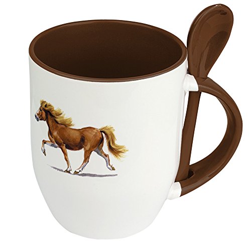 Pferdetasse Isländer - Löffel-Tasse mit Pferdebild Isländer - Becher, Kaffeetasse, Kaffeebecher, Mug - Braun von digital print