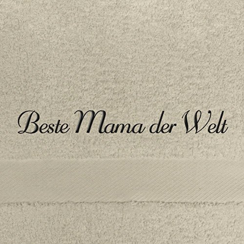 digital print Saunahandtuch mit Namen Beste Mama der Welt Bestickt, 100x180 cm, beige, extra Flauschige 550 g/qm Baumwolle (100%), Badetuch mit Namen besticken, Saunatuch mit Bestickung von digital print