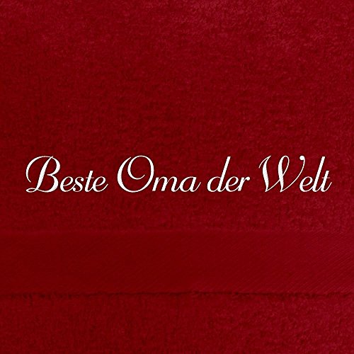 digital print Saunahandtuch mit Namen Beste Oma der Welt Bestickt, 100x180 cm, rot, extra Flauschige 550 g/qm Baumwolle (100%), Badetuch mit Namen besticken, Saunatuch mit Bestickung von digital print