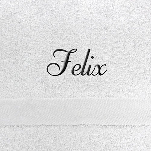 Saunahandtuch mit Namen Felix bestickt, 100x180 cm, weiß, extra flauschige 550 g/qm Baumwolle (100%), Badetuch mit Namen besticken, Saunatuch mit Bestickung von digital print