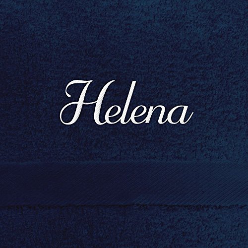Saunahandtuch mit Namen Helena bestickt, 100x180 cm, dunkelblau, extra flauschige 550 g/qm Baumwolle (100%), Badetuch mit Namen besticken, Saunatuch mit Bestickung von digital print