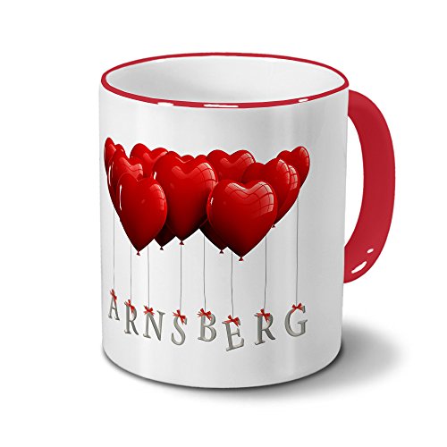 Städtetasse Arnsberg - Design Herzballons - Stadt-Tasse, City-Mug - Becher Rot von digital print