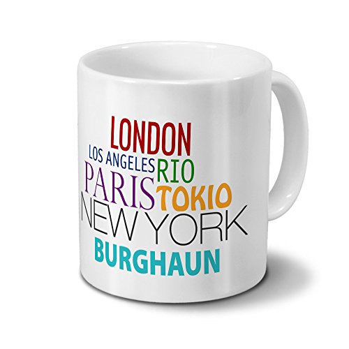 Städtetasse Burghaun - Design Famous Cities of the World - Stadt-Tasse, Kaffeebecher, City-Mug, Becher, Kaffeetasse - Farbe Weiß von digital print