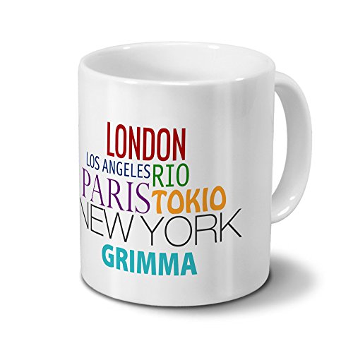 Städtetasse Grimma - Design "Famous Cities in the World"-Design von digital print
