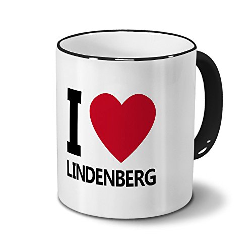 Städtetasse Lindenberg - Design I Love Lindenberg, Stadt-Tasse, City-Mug, Kaffeetasse - Becher Schwarz von digital print