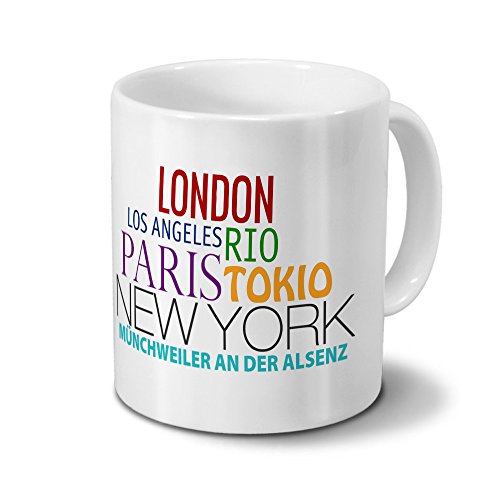 Städtetasse Münchweiler an der Alsenz - Design Famous Cities of the World - Stadt-Tasse, Kaffeebecher, City-Mug, Becher, Kaffeetasse - Farbe Weiß von digital print