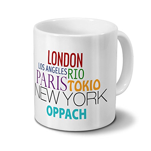 Städtetasse Oppach - Design Famous Cities of the World - Stadt-Tasse, Kaffeebecher, City-Mug, Becher, Kaffeetasse - Farbe Weiß von digital print