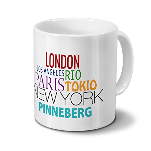 Städtetasse Pinneberg - Design "Famous Cities in the World"-Design von digital print