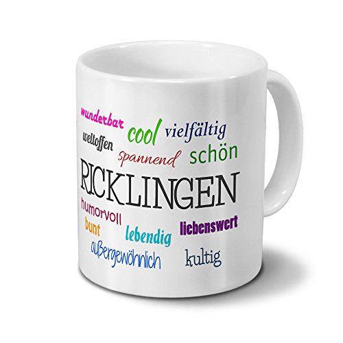 Städtetasse Ricklingen - Motiv "Positive Eigenschaften" - Stadt-Tasse, Kaffeebecher, Mug, Becher, Kaffeetasse - Farbe Weiß von digital print
