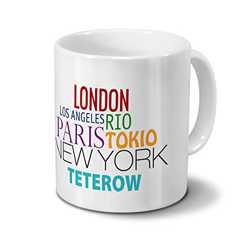 Städtetasse Teterow - Design "Famous Cities in the World"-Design von digital print