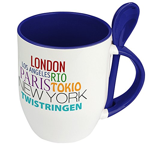 digital print Städtetasse Twistringen - Löffel-Tasse mit Motiv Famous Cities in The World - Becher, Kaffeetasse, Kaffeebecher, Mug - Blau von digital print
