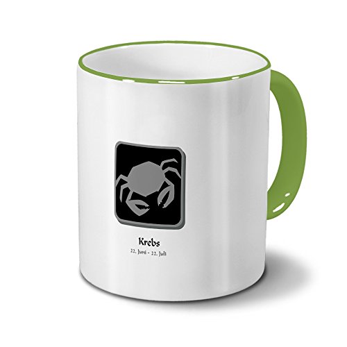 Sternzeichentasse Krebs – Tasse „Symbol-Layout“ mit Sternzeichen Krebs - Becher Grün von digital print