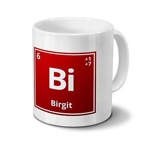 Tasse mit Namen Birgit als Element-Symbol des Perioden Systems - rot - Namenstasse, Kaffeebecher, Mug, Becher, Kaffeetasse von digital print