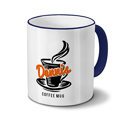 Tasse mit Namen Dennis - Motiv "Coffee Mug" - Namenstasse, Kaffeebecher, Mug, Becher, Kaffeetasse - Farbe Blau von digital print
