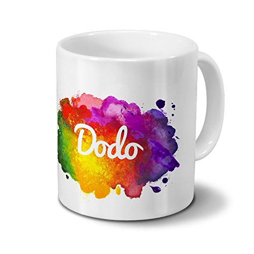 Tasse mit Namen Dodo - Motiv Color Paint - Namenstasse, Kaffeebecher, Mug, Becher, Kaffeetasse - Farbe Weiß von digital print