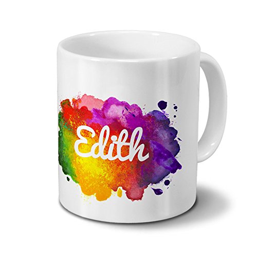 Tasse mit Namen Edith - Motiv Color Paint - Namenstasse, Kaffeebecher, Mug, Becher, Kaffeetasse - Farbe Weiß von digital print