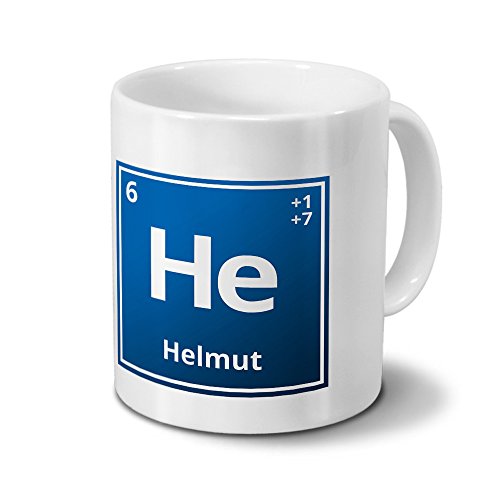 Tasse mit Namen Helmut als Element-Symbol des Perioden Systems - blau - Namenstasse, Kaffeebecher, Mug, Becher, Kaffeetasse von digital print