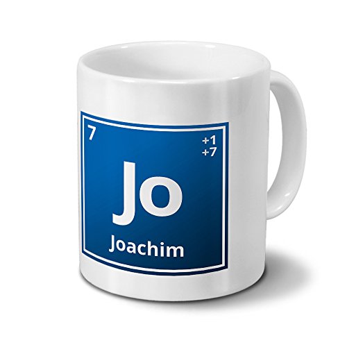 Tasse mit Namen Joachim als Element-Symbol des Perioden Systems - blau - Namenstasse, Kaffeebecher, Mug, Becher, Kaffeetasse von digital print