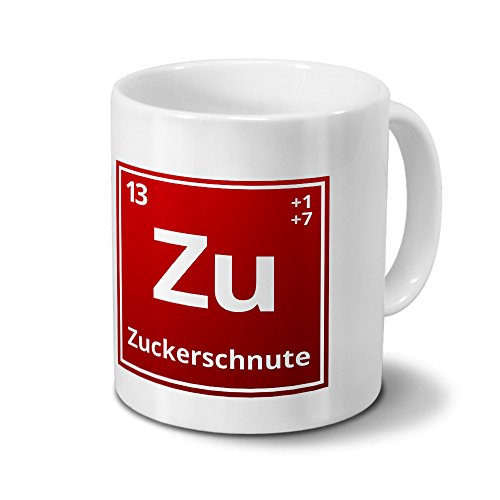 Tasse mit Namen Zuckerschnute als Element-Symbol des Perioden Systems - rot - Namenstasse, Kaffeebecher, Mug, Becher, Kaffeetasse von digital print