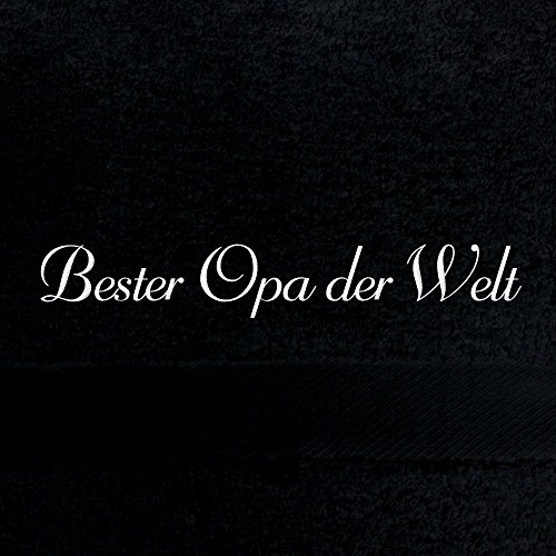 digital print Badehandtuch mit Namen Bester Opa der Welt Bestickt, 70x140 cm, schwarz, extra Flauschige 550 g/qm Baumwolle (100%), Handtuch mit Namen besticken, Badetuch mit Bestickung von digital print