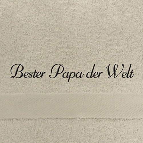 digital print Badehandtuch mit Namen Bester Papa der Welt Bestickt, 70x140 cm, beige, extra Flauschige 550 g/qm Baumwolle (100%), Handtuch mit Namen besticken, Badetuch mit Bestickung von digital print