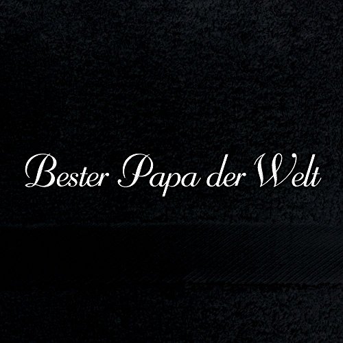 digital print Badehandtuch mit Namen Bester Papa der Welt Bestickt, 70x140 cm, schwarz, extra Flauschige 550 g/qm Baumwolle (100%), Handtuch mit Namen besticken, Badetuch mit Bestickung von digital print