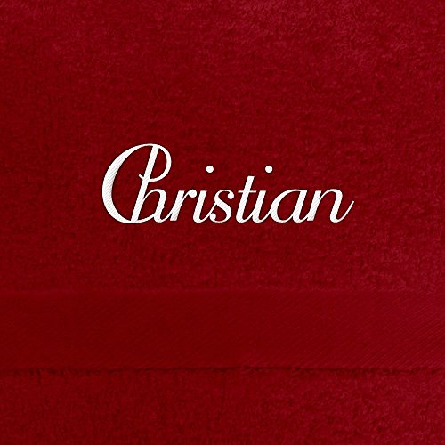 digital print Badehandtuch mit Namen Christian Bestickt, 70x140 cm, rot, extra Flauschige 550 g/qm Baumwolle (100%), Handtuch mit Namen besticken, Badetuch mit Bestickung von digital print