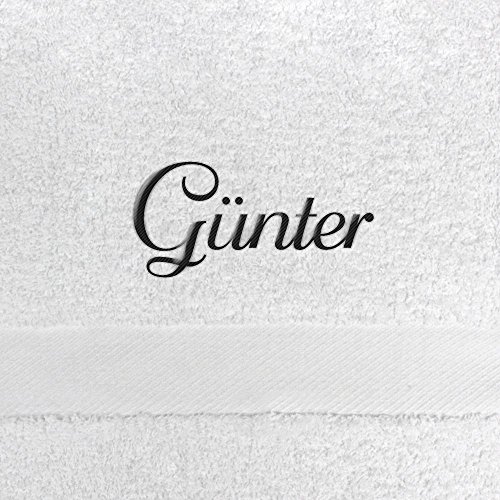 digital print Badehandtuch mit Namen Günter Bestickt, 70x140 cm, weiß, extra Flauschige 550 g/qm Baumwolle (100%), Handtuch mit Namen besticken, Badetuch mit Bestickung von digital print