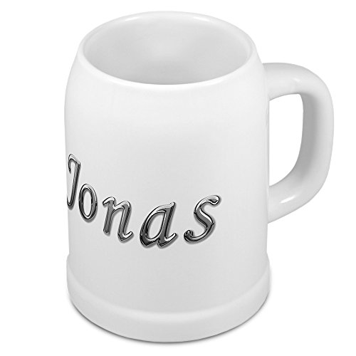 digital print Bierkrug mit Name Jonas - Design Chrom-Schriftzug - Namens-Tasse, Becher, Maßkrug von digital print
