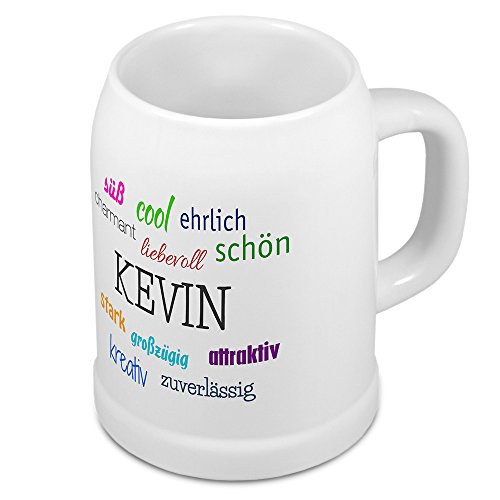 digital print Bierkrug mit Name Kevin - Positive Eigenschaften von Kevin - Namens-Tasse, Becher, Maßkrug, Humpen von digital print