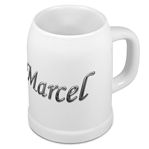 digital print Bierkrug mit Name Marcel - Design Chrom-Schriftzug - Namens-Tasse, Becher, Maßkrug von digital print