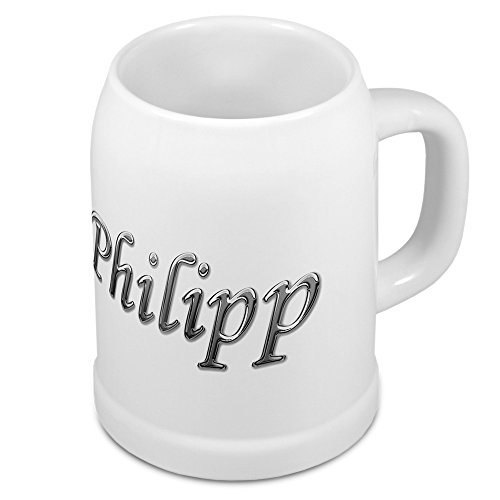 digital print Bierkrug mit Name Philipp - Design Chrom-Schriftzug - Namens-Tasse, Becher, Maßkrug von digital print