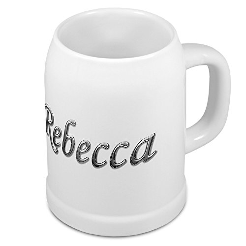 digital print Bierkrug mit Name Rebecca - Design Chrom-Schriftzug - Namens-Tasse, Becher, Maßkrug von digital print