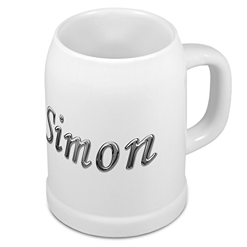 digital print Bierkrug mit Name Simon - Design Chrom-Schriftzug - Namens-Tasse, Becher, Maßkrug von digital print