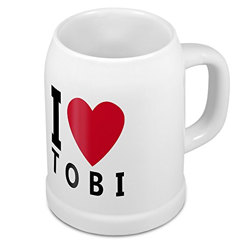 digital print Bierkrug mit Name Tobi - Design I Love Tobi - Namens-Tasse, Becher, Maßkrug von digital print