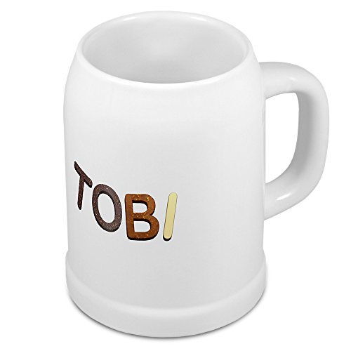 digital print Bierkrug mit Name Tobi - Design Schokoladenbuchstaben - Namens-Tasse, Becher, Maßkrug von digital print