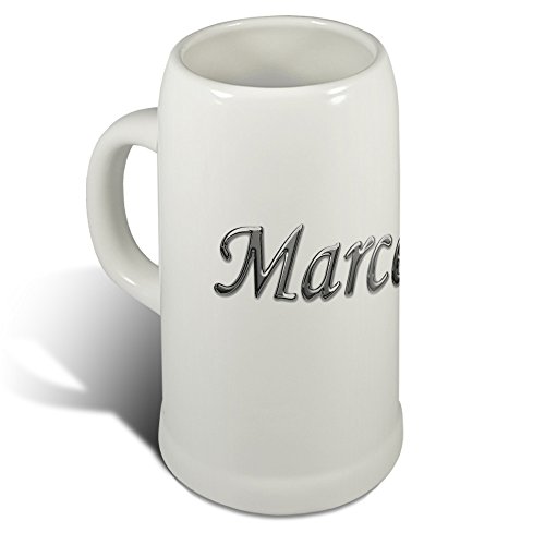 digital print Bierkrug mit Namen - Marcel - mit Namens-Motiv Chrom-Schriftzug von digital print
