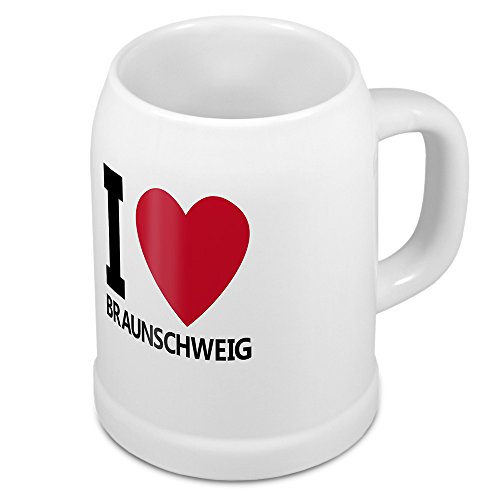 digital print Bierkrug mit Stadtnamen Braunschweig - Design stilvollem I Love Braunschweig - Städte-Tasse, Becher, Maßkrug von digital print