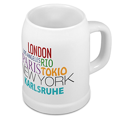 digital print Bierkrug mit Stadtnamen Karlsruhe - Design Famous Citys in The World - Städte-Tasse, Becher, Maßkrug von digital print