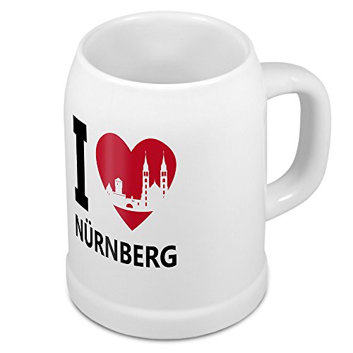 digital print Bierkrug mit Stadtnamen Nürnberg - Design stilvollem I Love Nürnberg - Städte-Tasse, Becher, Maßkrug von digital print
