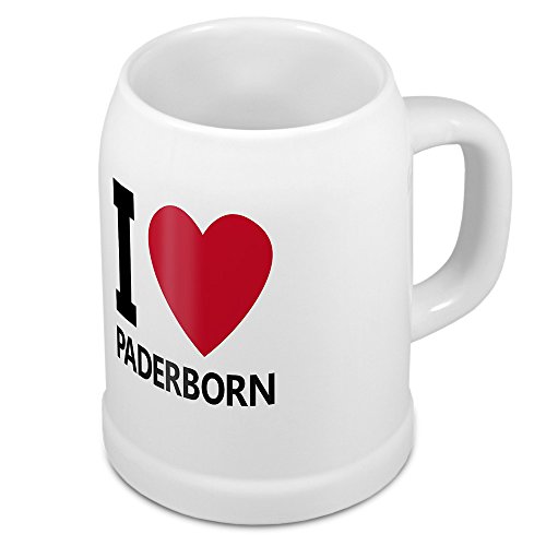 digital print Bierkrug mit Stadtnamen Paderborn - Design stilvollem I Love Paderborn - Städte-Tasse, Becher, Maßkrug von digital print