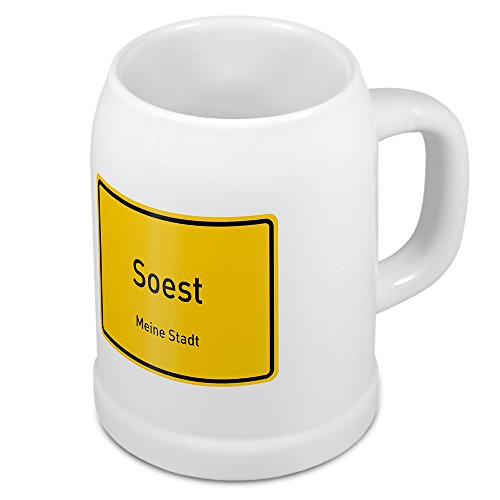 digital print Bierkrug mit Stadtnamen Soest - Design Ortschild - Städte-Tasse, Becher, Maßkrug von digital print