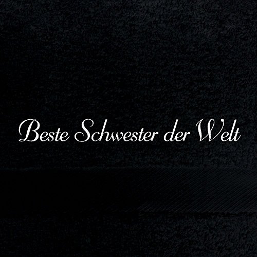 digital print Gästehandtuch mit Namen Beste Schwester der Welt Bestickt, 40x60 cm, schwarz, extra Flauschige 550 g/qm Baumwolle (100%), Handtuch mit Namen besticken, Gästetuch mit Bestickung von digital print