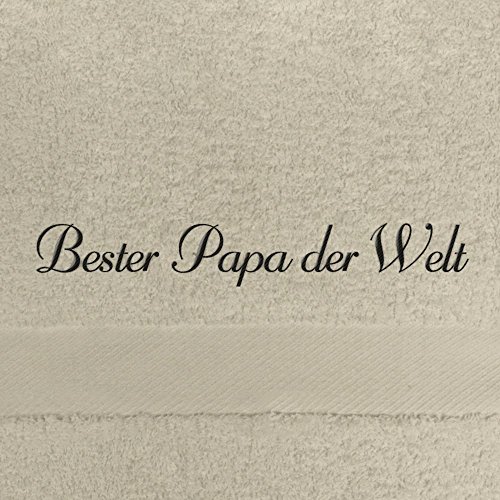 digital print Gästehandtuch mit Namen Bester Papa der Welt Bestickt, 40x60 cm, beige, extra Flauschige 550 g/qm Baumwolle (100%), Handtuch mit Namen besticken, Gästetuch mit Bestickung von digital print