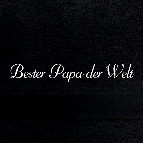 digital print Gästehandtuch mit Namen Bester Papa der Welt Bestickt, 40x60 cm, schwarz, extra Flauschige 550 g/qm Baumwolle (100%), Handtuch mit Namen besticken, Gästetuch mit Bestickung von digital print