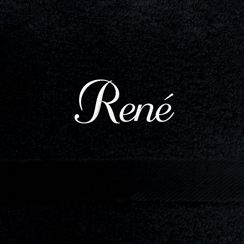 digital print Gästehandtuch mit Namen René Bestickt, 40x60 cm, schwarz, extra Flauschige 550 g/qm Baumwolle (100%), Handtuch mit Namen besticken, Gästetuch mit Bestickung von digital print
