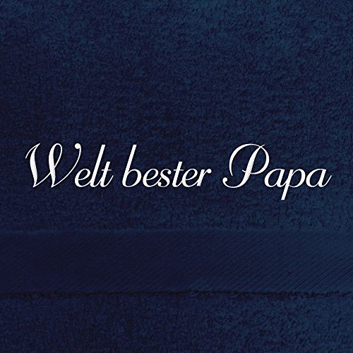 digital print Gästehandtuch mit Namen Welt Bester Papa Bestickt, 40x60 cm, dunkelblau, extra Flauschige 550 g/qm Baumwolle (100%), Handtuch mit Namen besticken, Gästetuch mit Bestickung von digital print